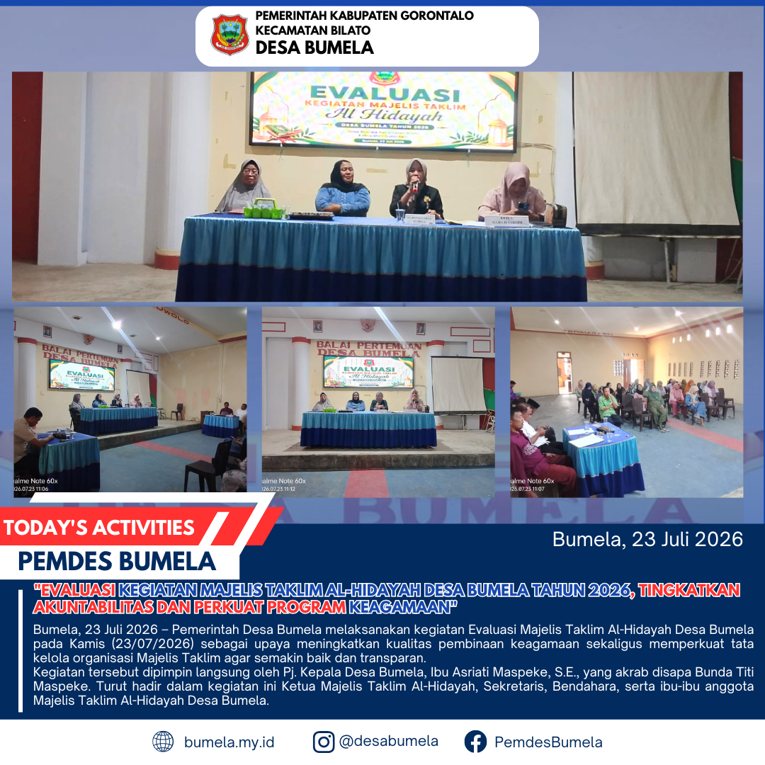 Evaluasi Kegiatan Majelis Taklim Al-Hidayah Desa Bumela Tahun 2026, Tingkatkan Akuntabilitas dan Perkuat Program Keagamaan