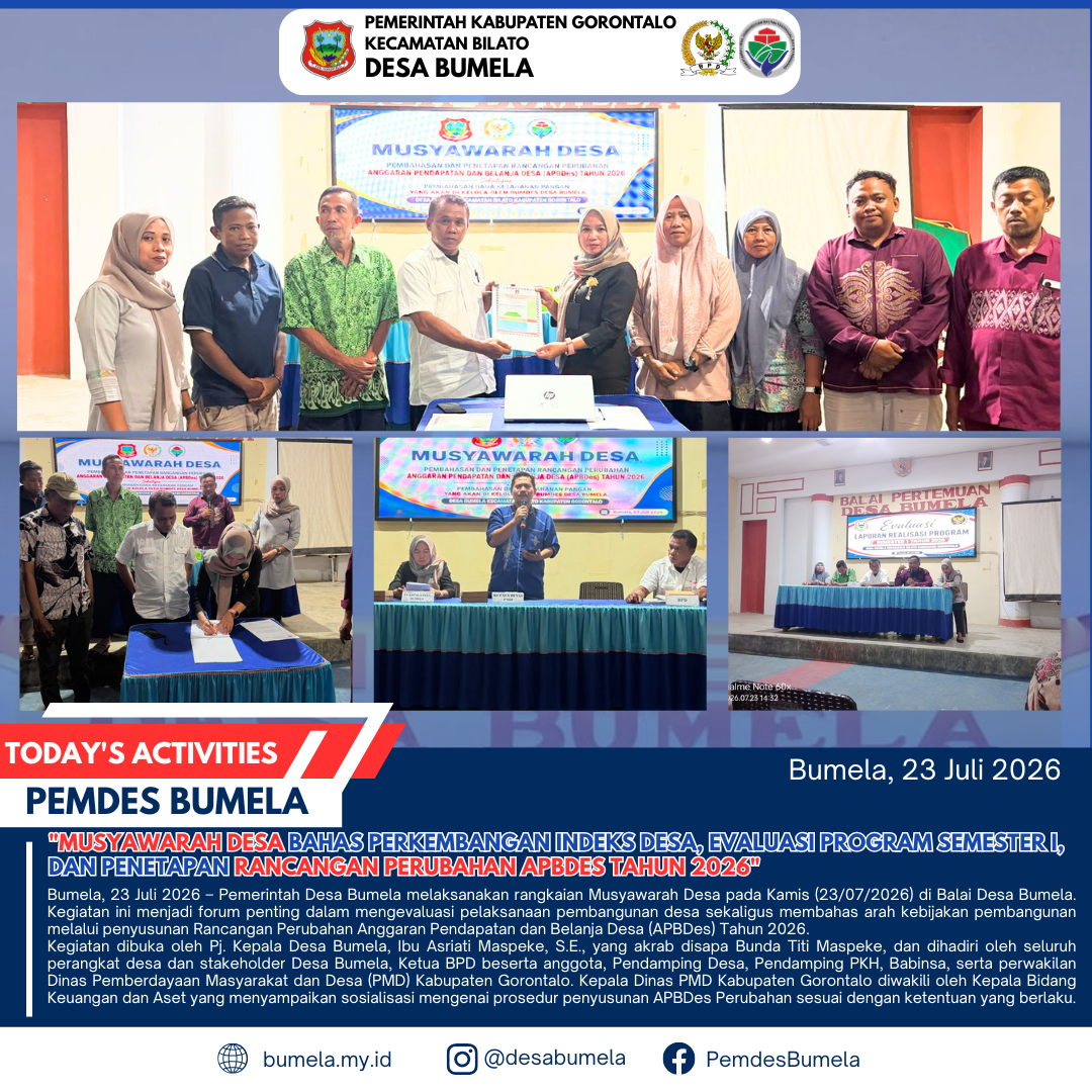 Musyawarah Desa Bahas Perkembangan Indeks Desa, Evaluasi Program Semester I, dan Penetapan Rancangan Perubahan APBDes Tahun 2026