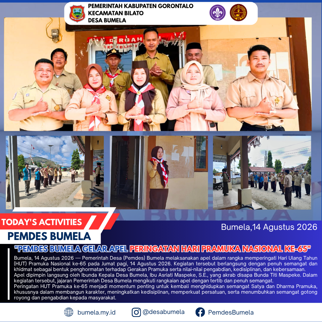 Pemdes Bumela Gelar Apel Peringatan Hari Pramuka Nasional ke-65