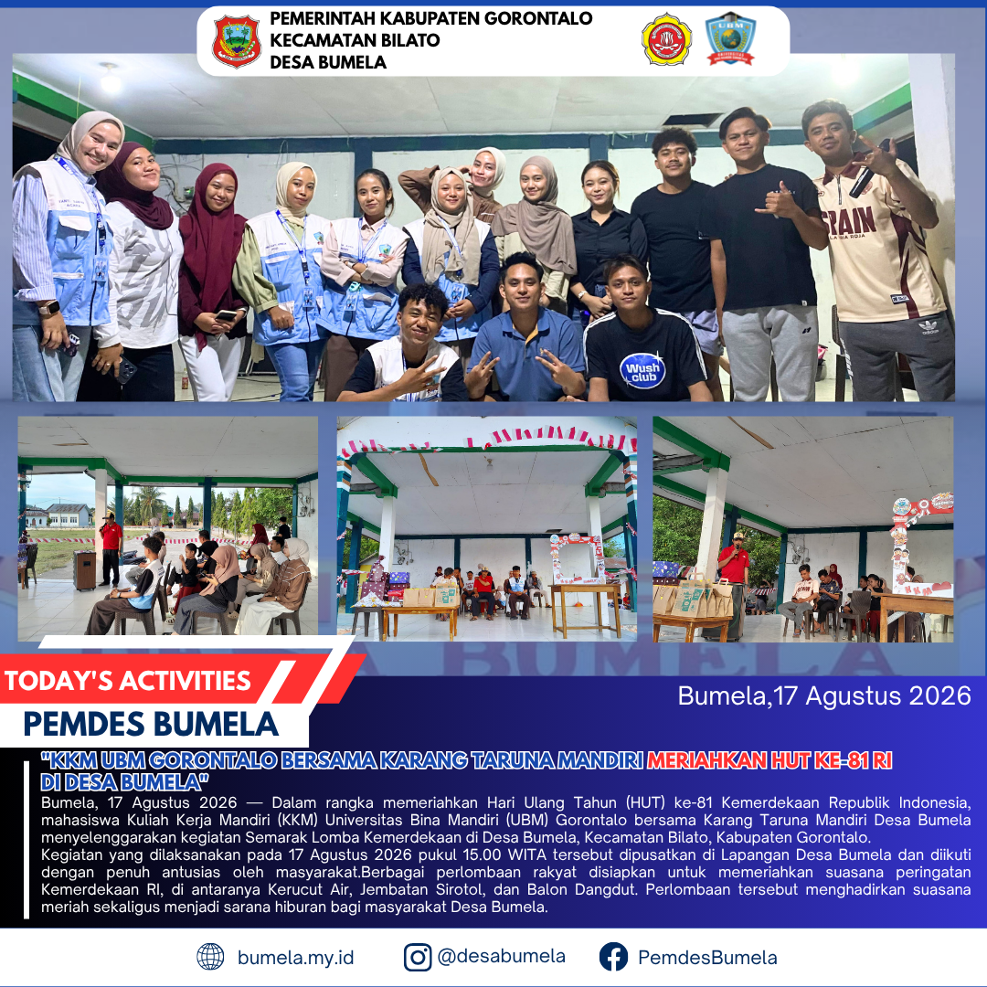 KKM UBM Gorontalo Bersama Karang Taruna Mandiri Meriahkan HUT ke-81 RI di Desa Bumela