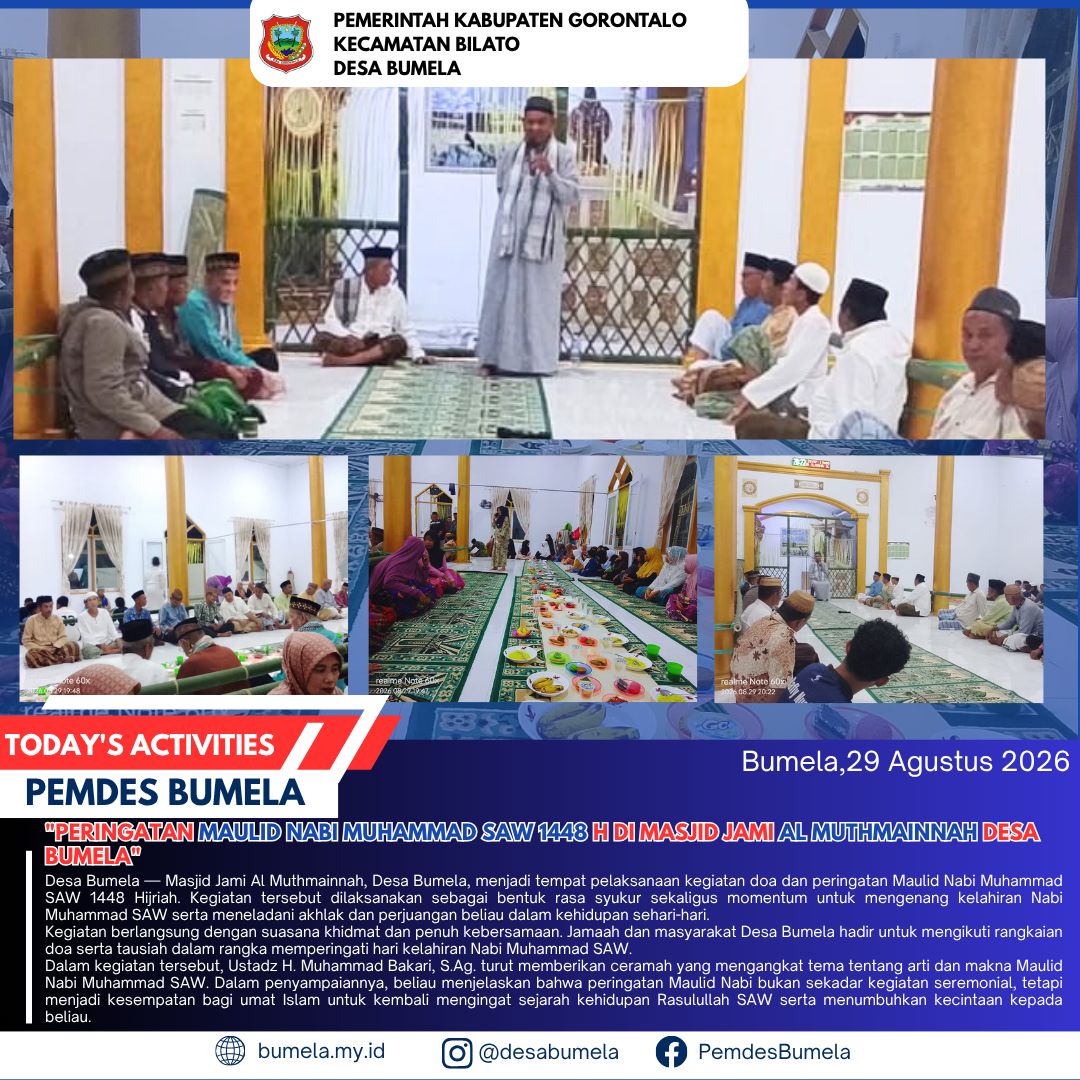 Peringatan Maulid Nabi Muhammad SAW 1448 H di Masjid Jami Al Muthmainnah Desa Bumela